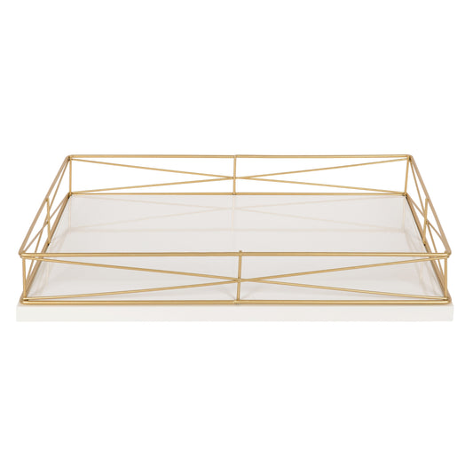 Mendel Rectangle Tray with Decorative Metal Rim