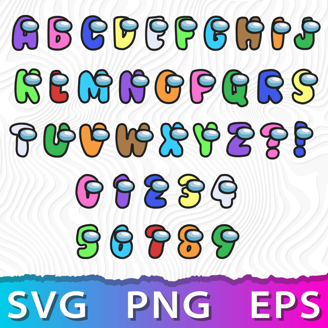 Alphabet Among Us SVG, Among Us Layered Font SVG, Cricut Numbers SVG