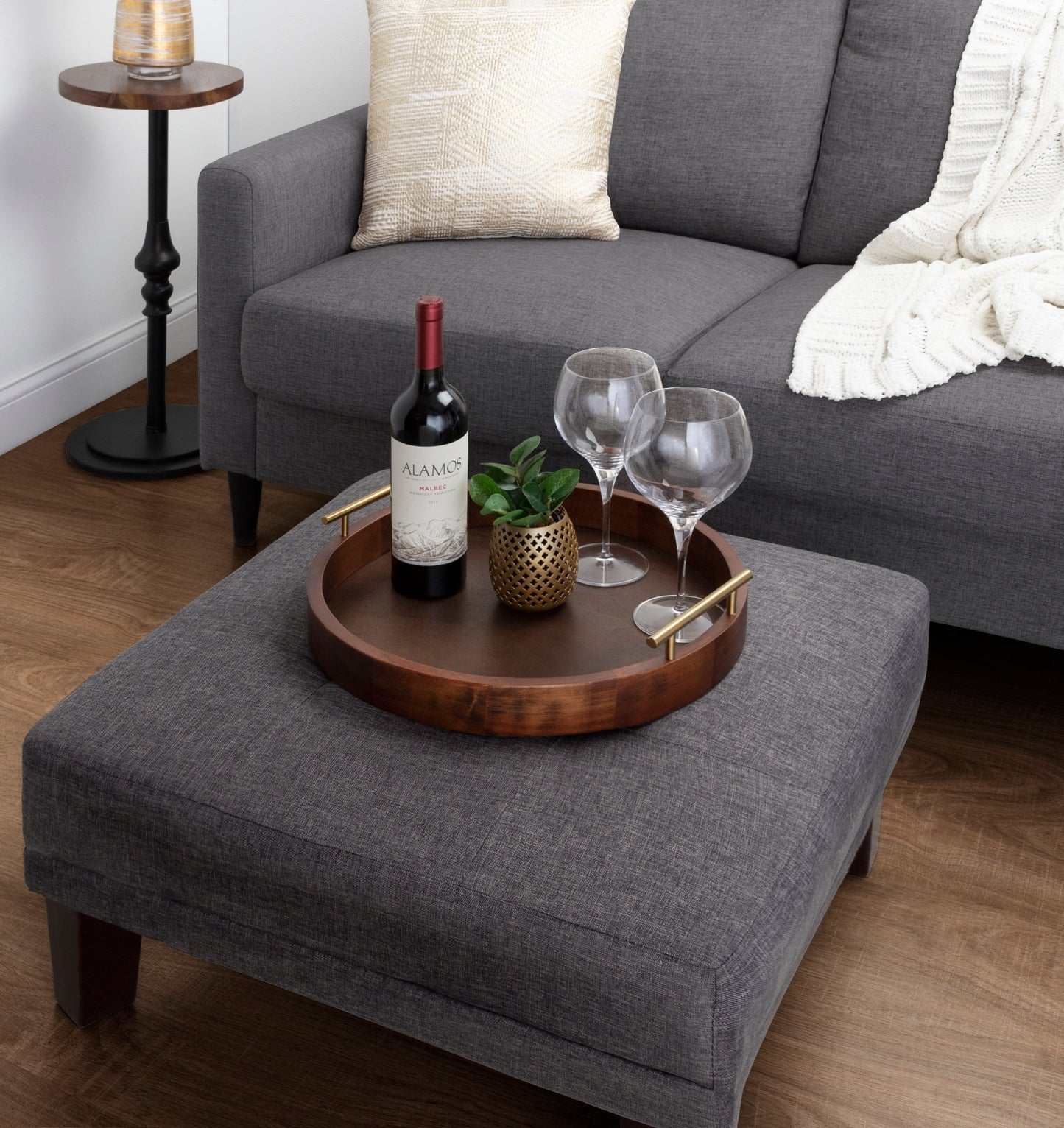 Lipton Round Decorative Tray with Metal Handles