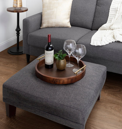 Lipton Round Decorative Tray with Metal Handles