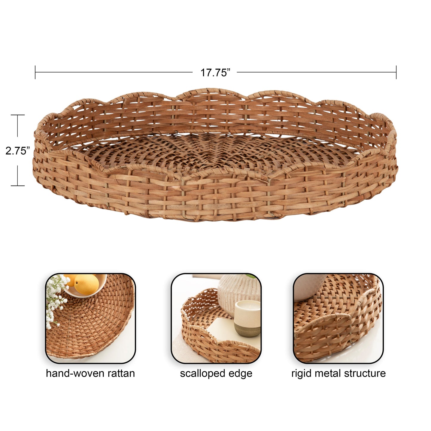 Wavley Rattan Round Tray