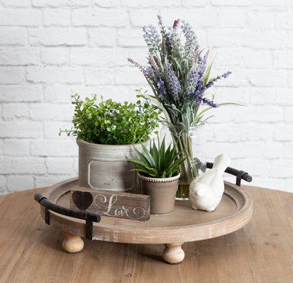 Bruillet Round Wooden Footed Tray