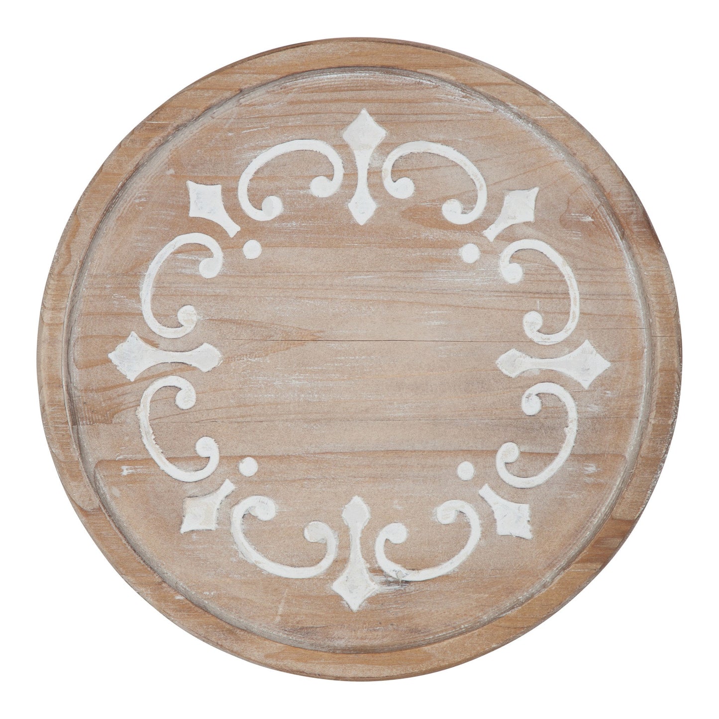 Sherald Round Wood Tray with Metal Stand