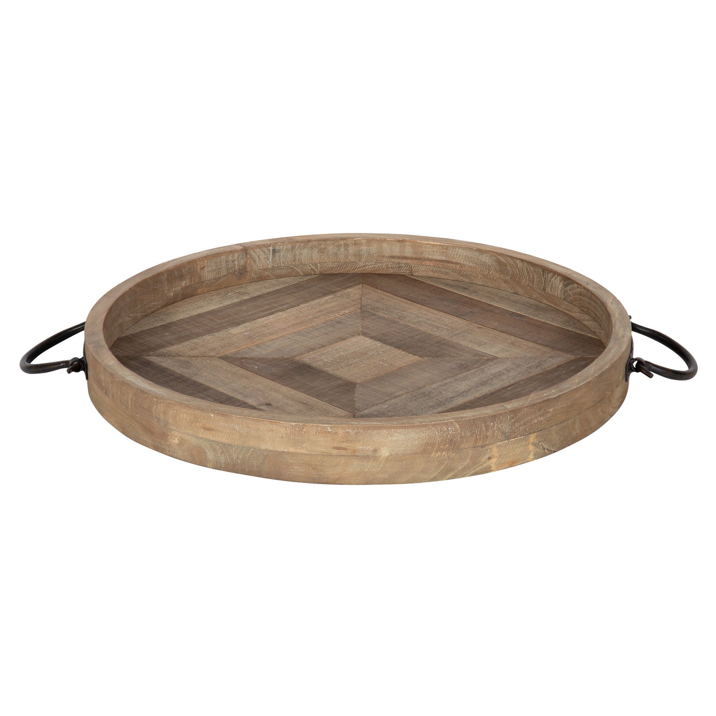 Marmora Wood and Metal Round Tray