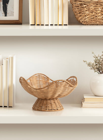 Wylla Wavy Rattan Pedestal Bowl