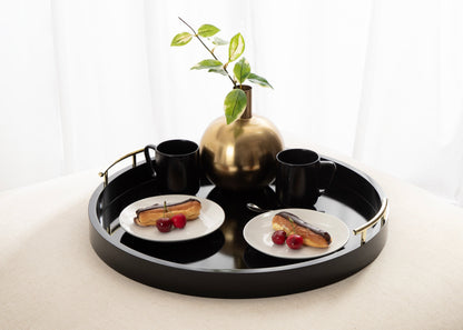Lipton Round Decorative Tray with Metal Handles