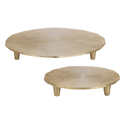 Sancia Footed Round Metal Tray Set of 2