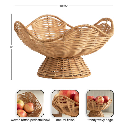 Wylla Wavy Rattan Pedestal Bowl