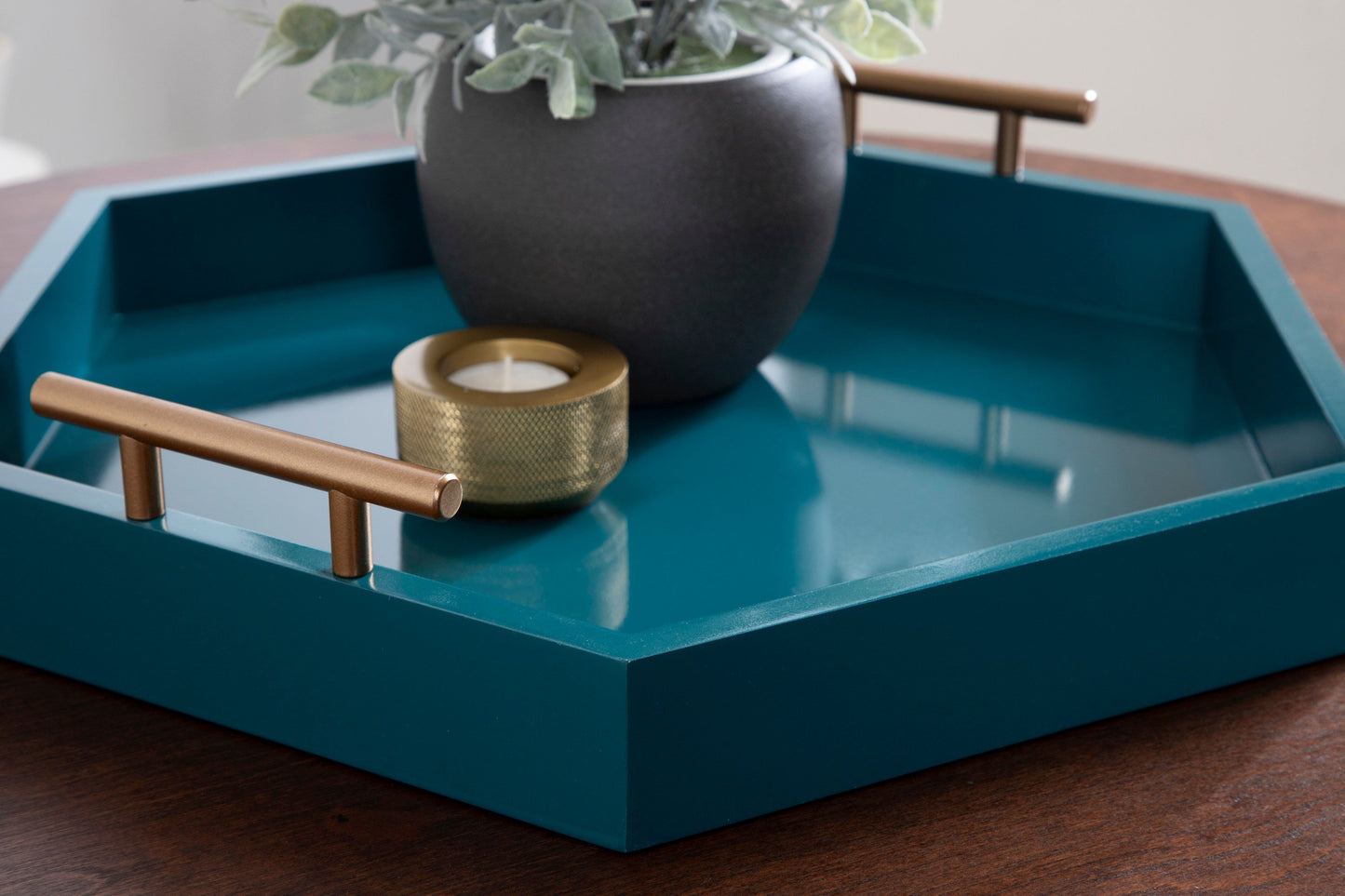 Lipton Hexagon Decorative Tray with Metal Handles